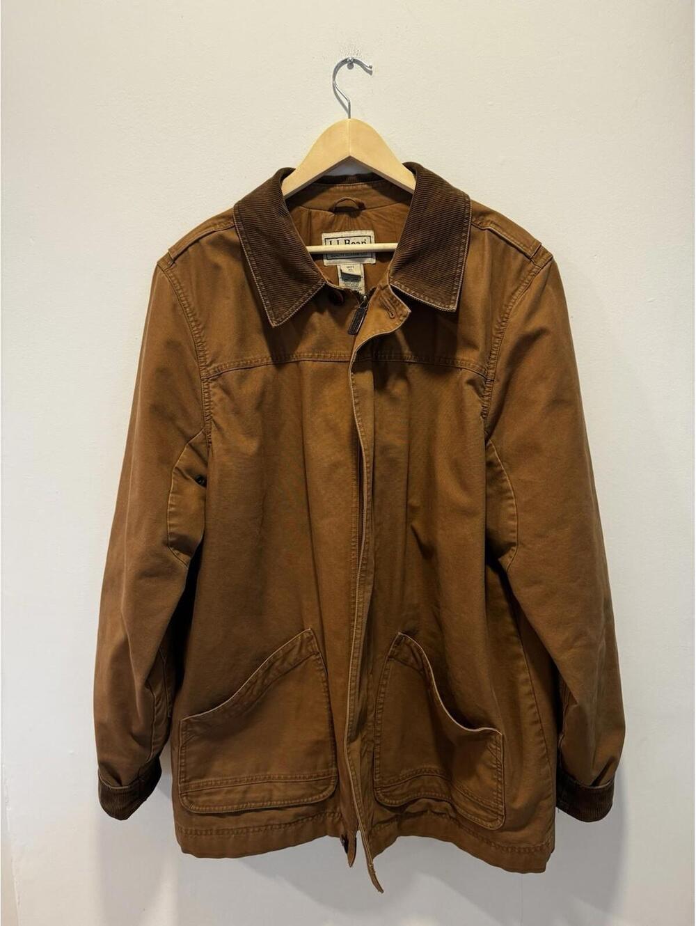 L.L. Bean Men's Vintage Canvas Barn Chore Jacket Full Zipper Brown Size XL Tall